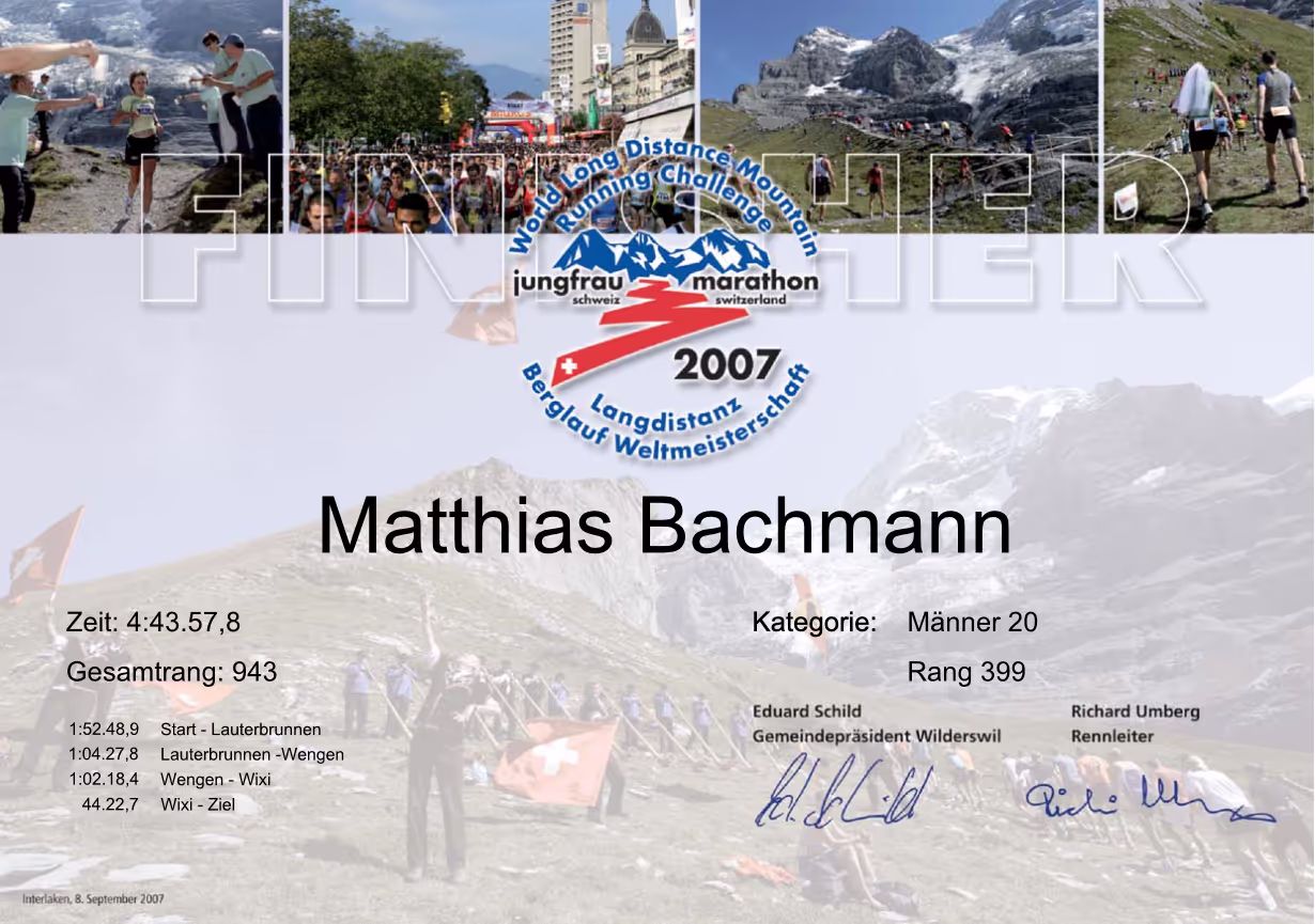 Jungfrau Marathon 2007, Matthias Bachmann