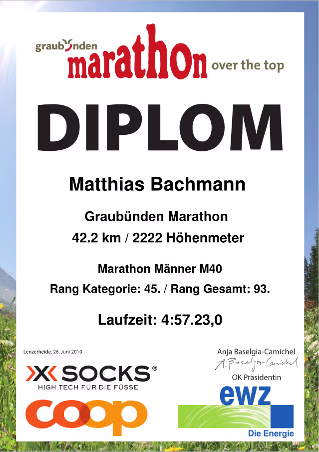 Diplom Graubünden Marathon 2010