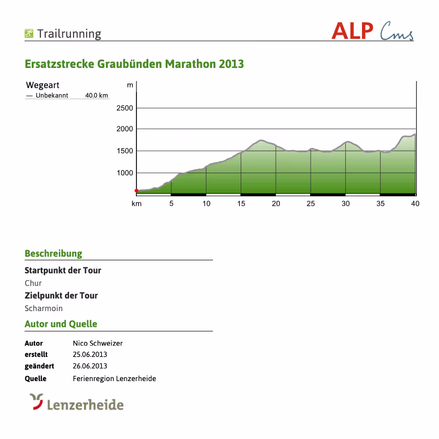 Streckenprofil Graubünden Marathon 2013