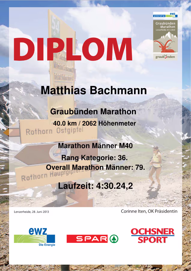 Diplom Graubünden Marathon 2013