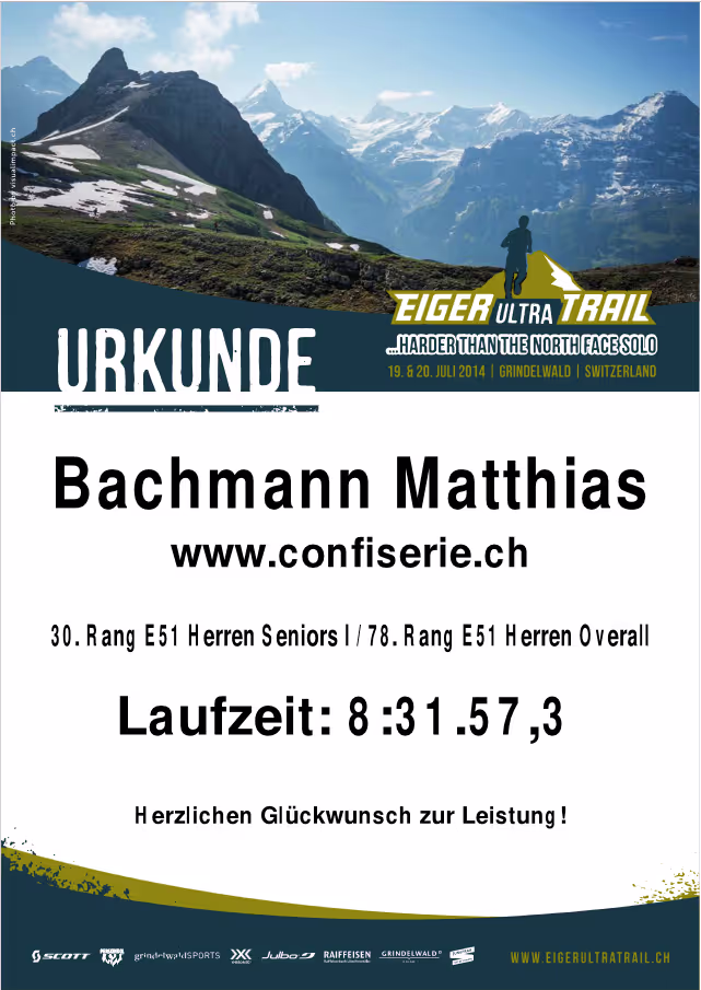 Diplom Eiger Ultra Trail 2014