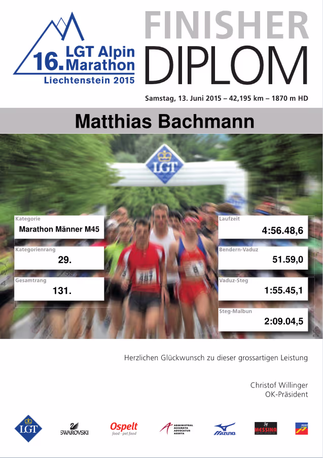 Diplom LGT Alpin Marathon 2015