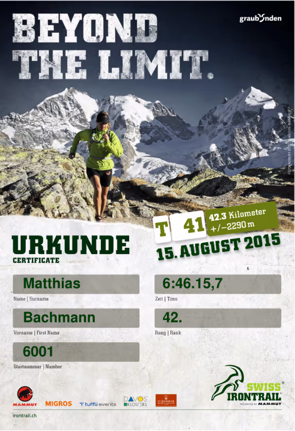 Diplom Swiss Irontrail 2015