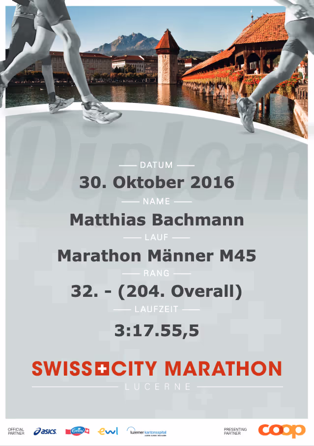 Diplom Swiss City Marathon 2016