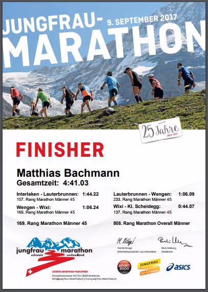 Diplom Jungfrau Marathon 2017