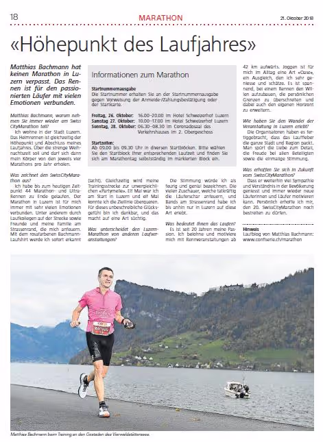 Swiss City Marathon 2018 in Luzern, Matthias Bachmann