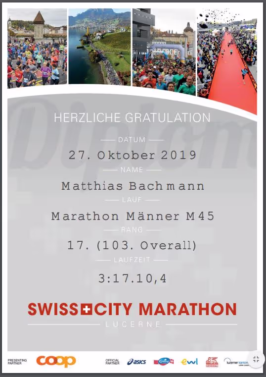 Diplom Swiss City Marathon 2019